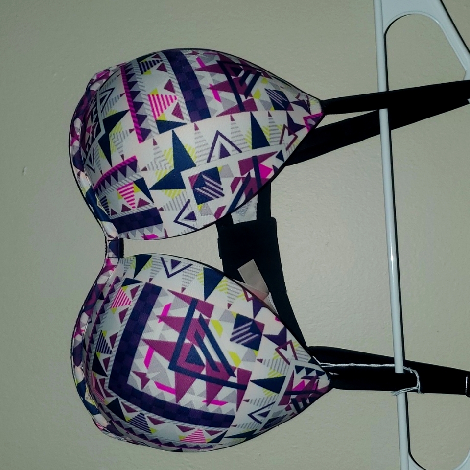 Pink Patterned Push Up Bra
